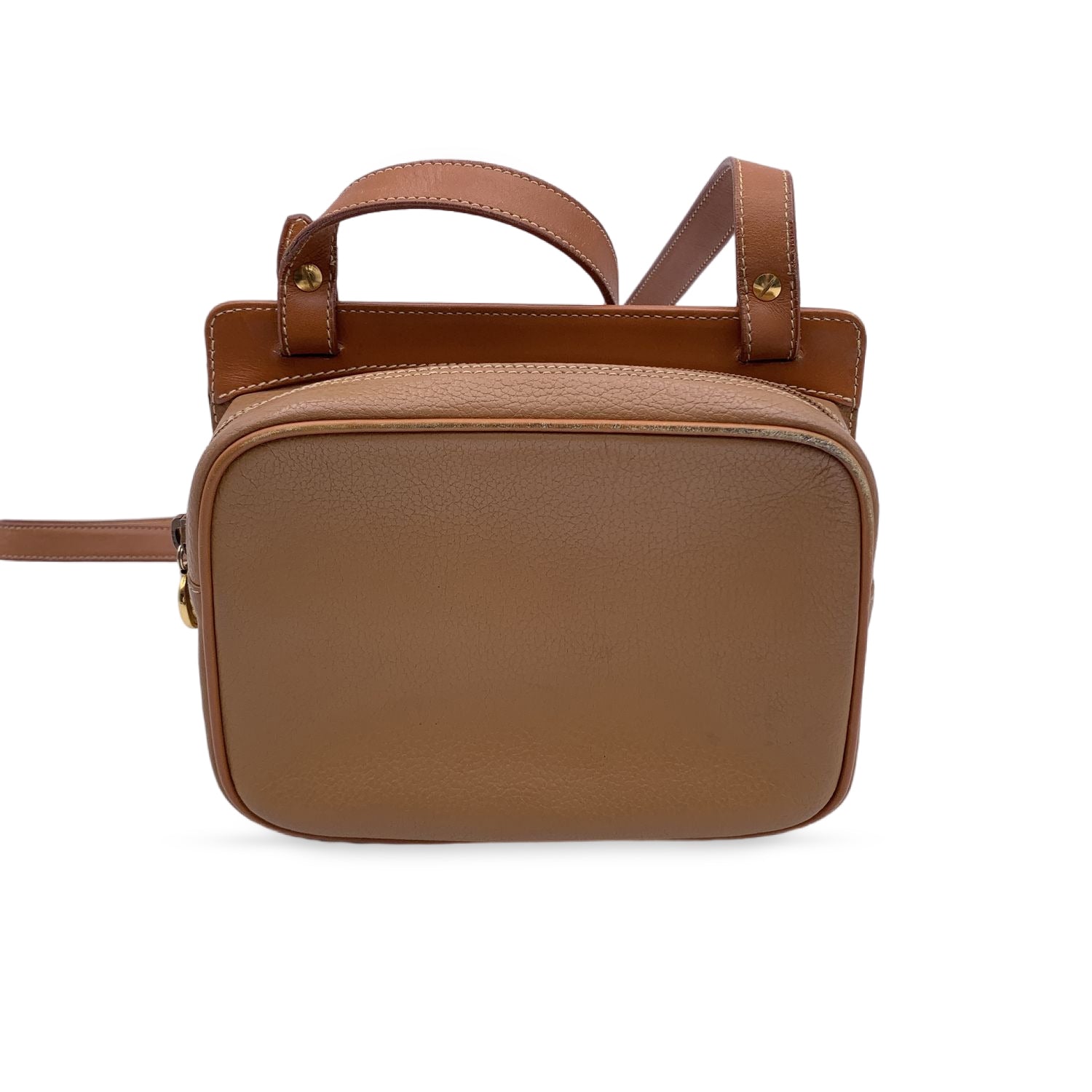 Gucci Vintage Beige Leather 2 Compartments Shoulder Bag