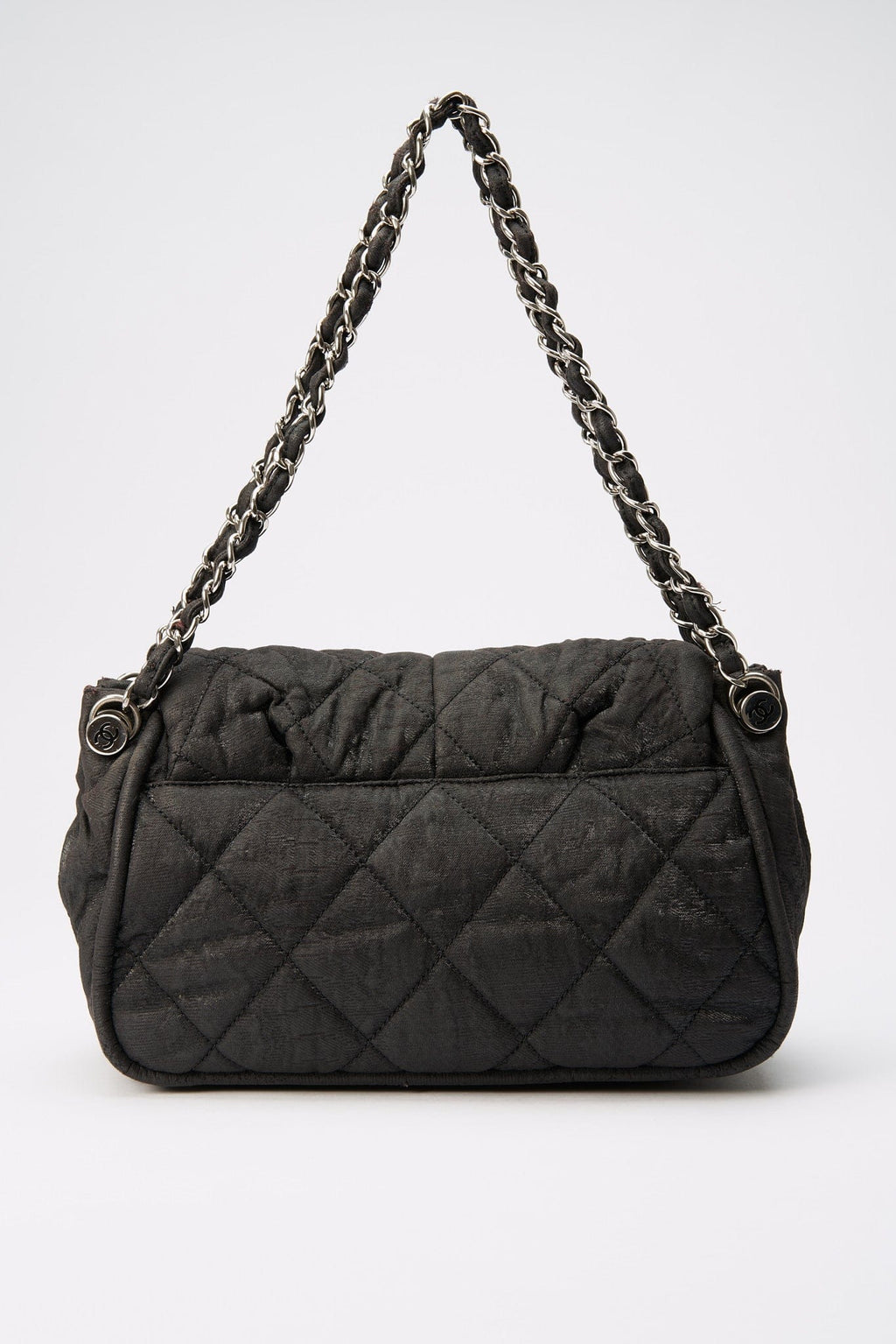 Chanel Black Textured Coated Nylon Flap Bag