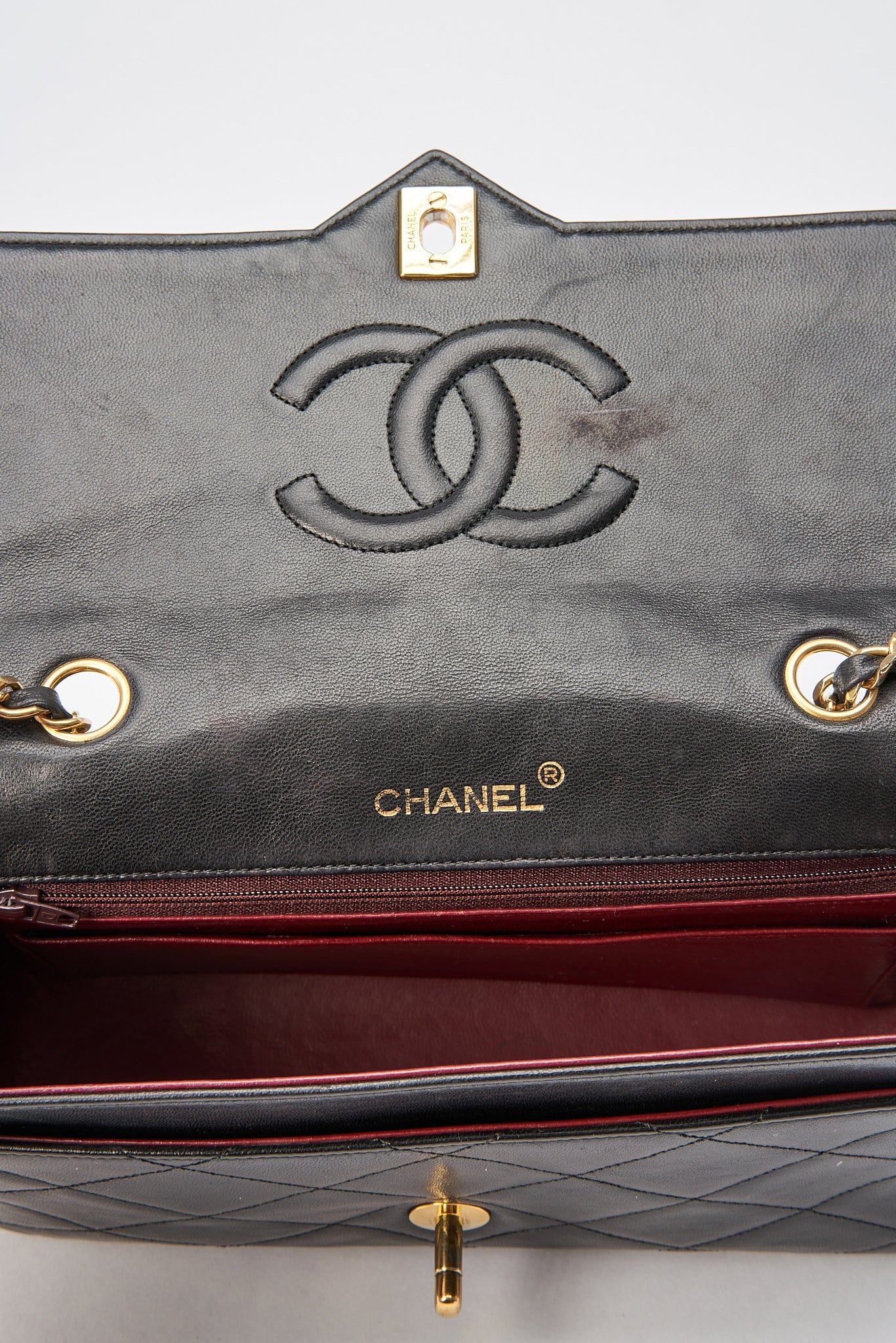 Chanel Vintage Black Single Flap with 24k gold plated hardware and V design