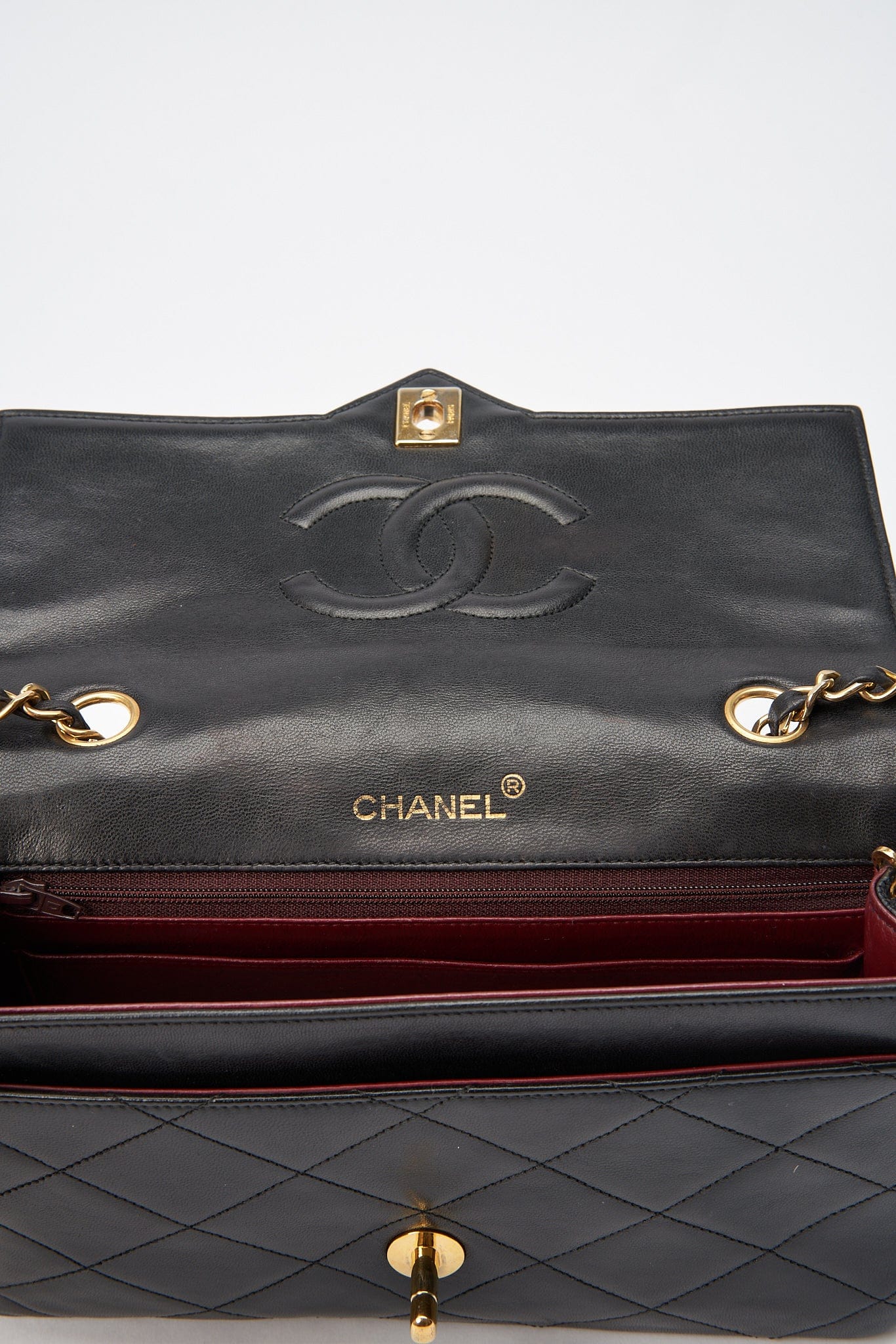 Chanel Vintage Black Single Flap with 24k gold plated hardware and V design