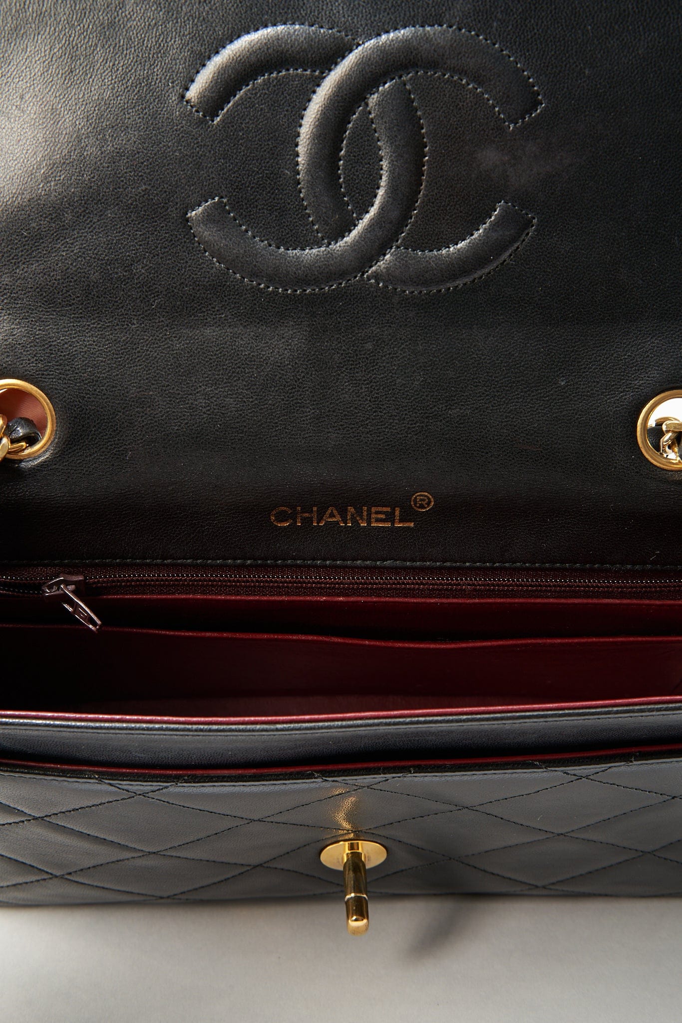 Chanel Vintage Black Single Flap with 24k gold plated hardware and V design