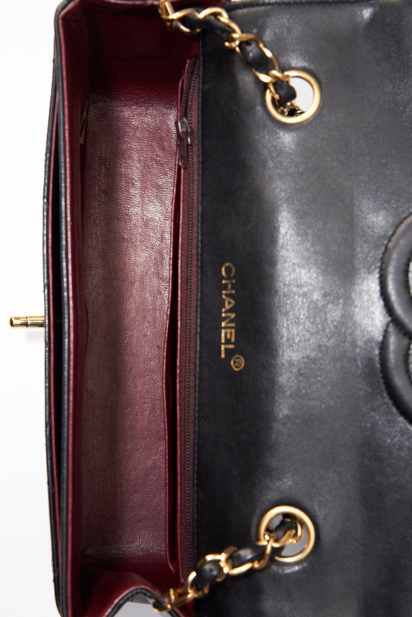 Chanel Vintage Black Single Flap with 24k gold plated hardware and V design
