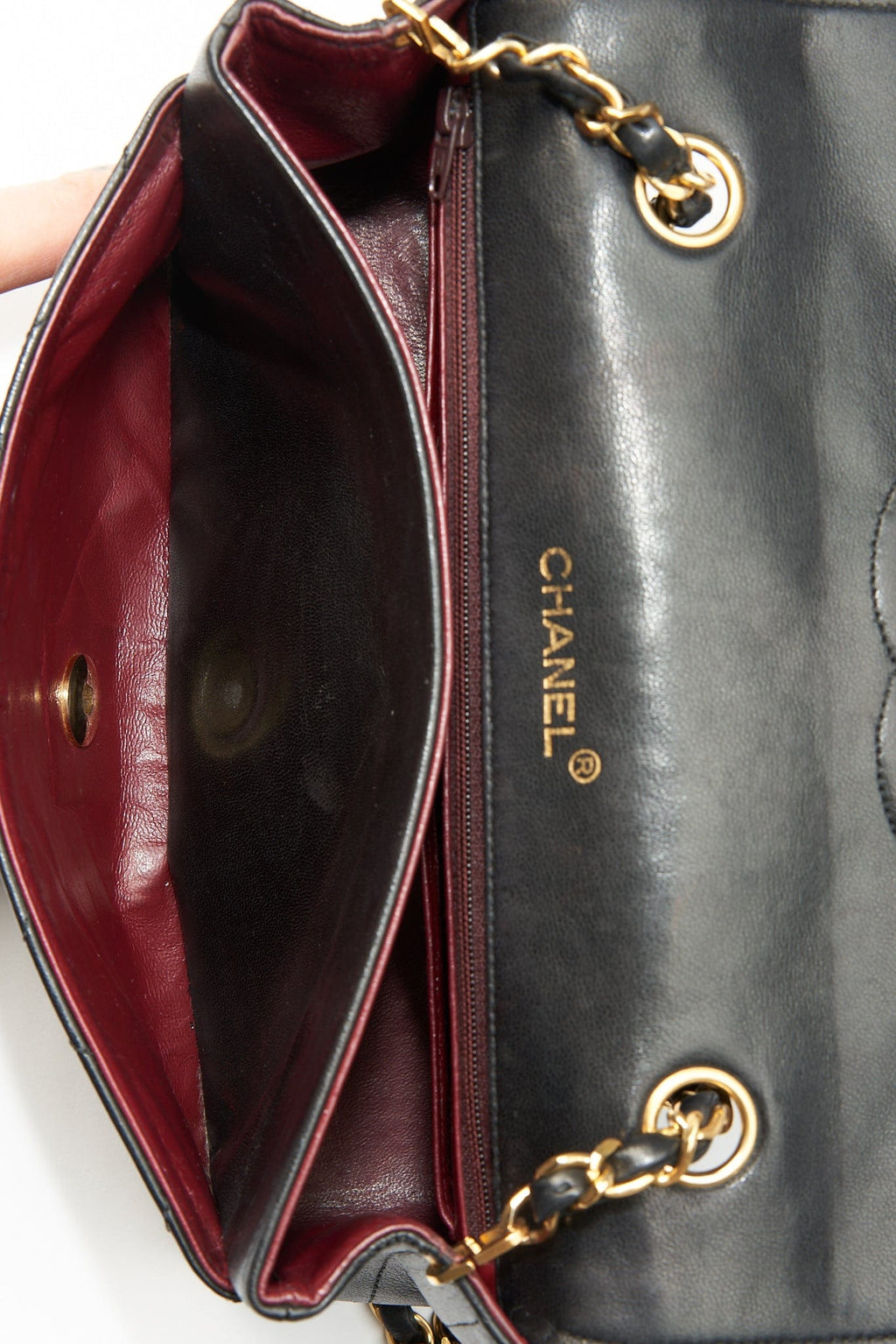 Chanel Vintage Black Single Flap with 24k gold plated hardware and V design