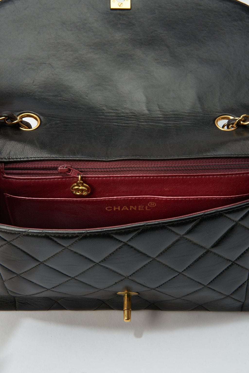 Vintage Chanel Diana Black Single Flap with 24k gold plated hardware