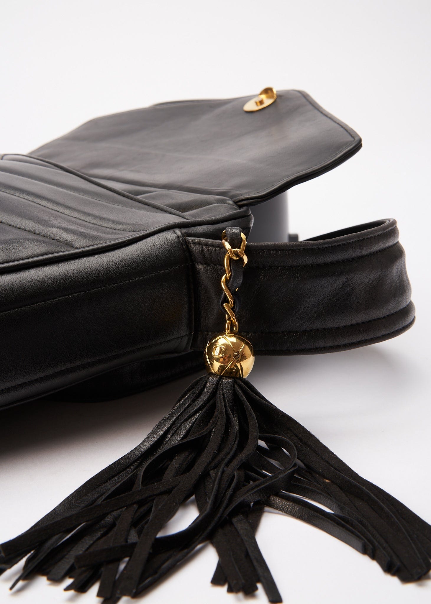 Chanel Quilted Chevron All Black Camera Crossbody Bag