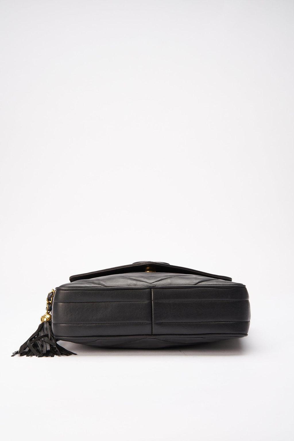 Chanel Quilted Chevron All Black Camera Crossbody Bag