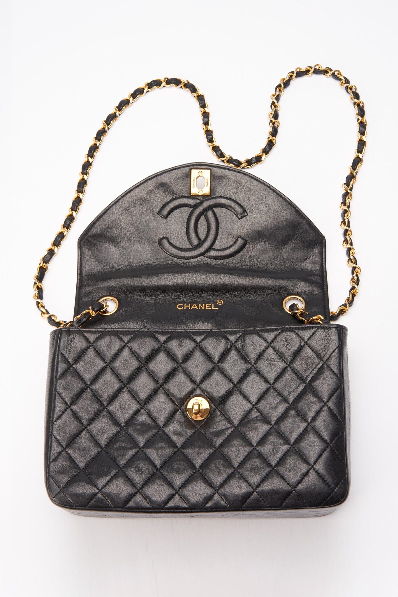 Chanel Vintage Black Single Flap with 24k gold plated hardware