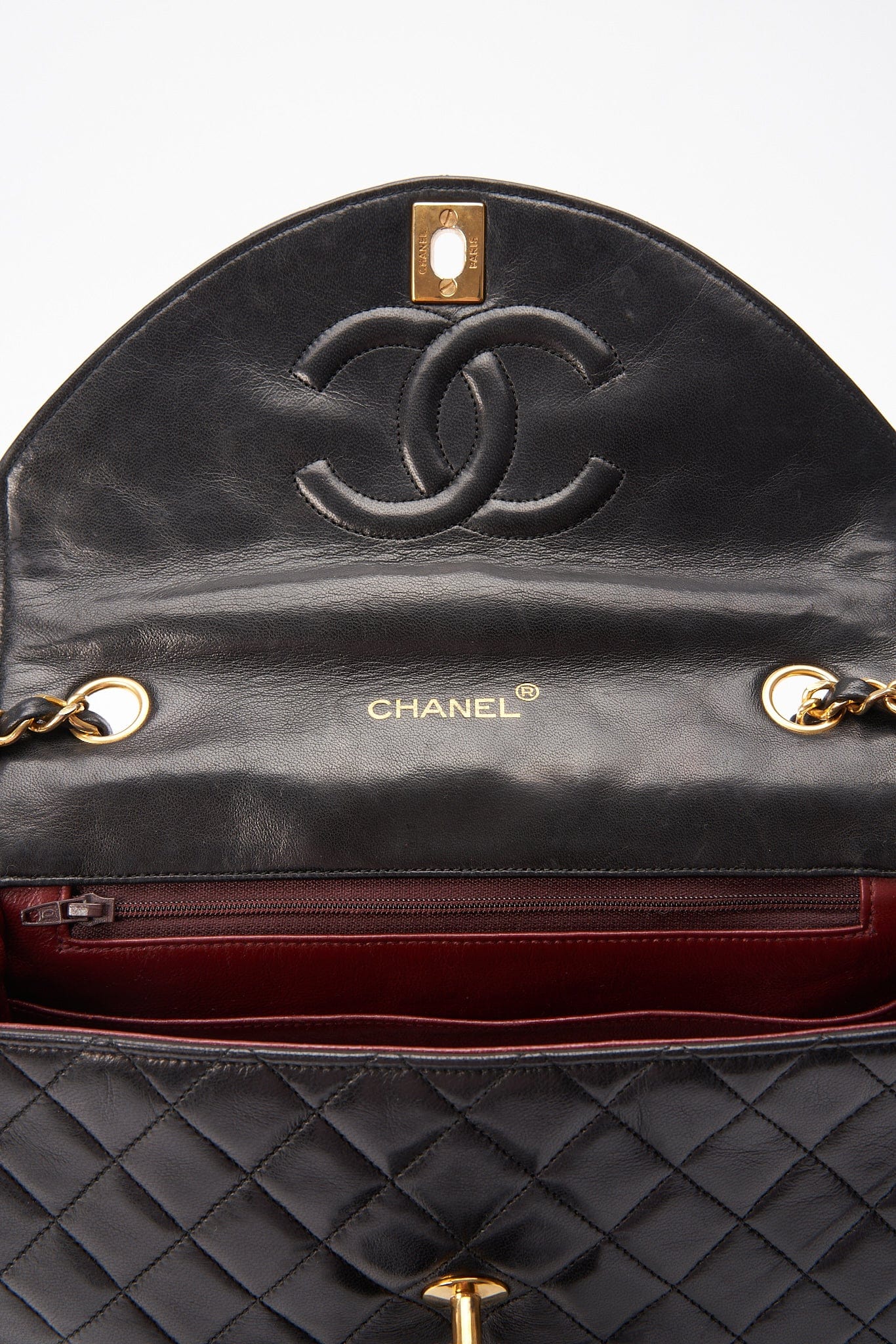 Chanel Vintage Black Single Flap with 24k gold plated hardware