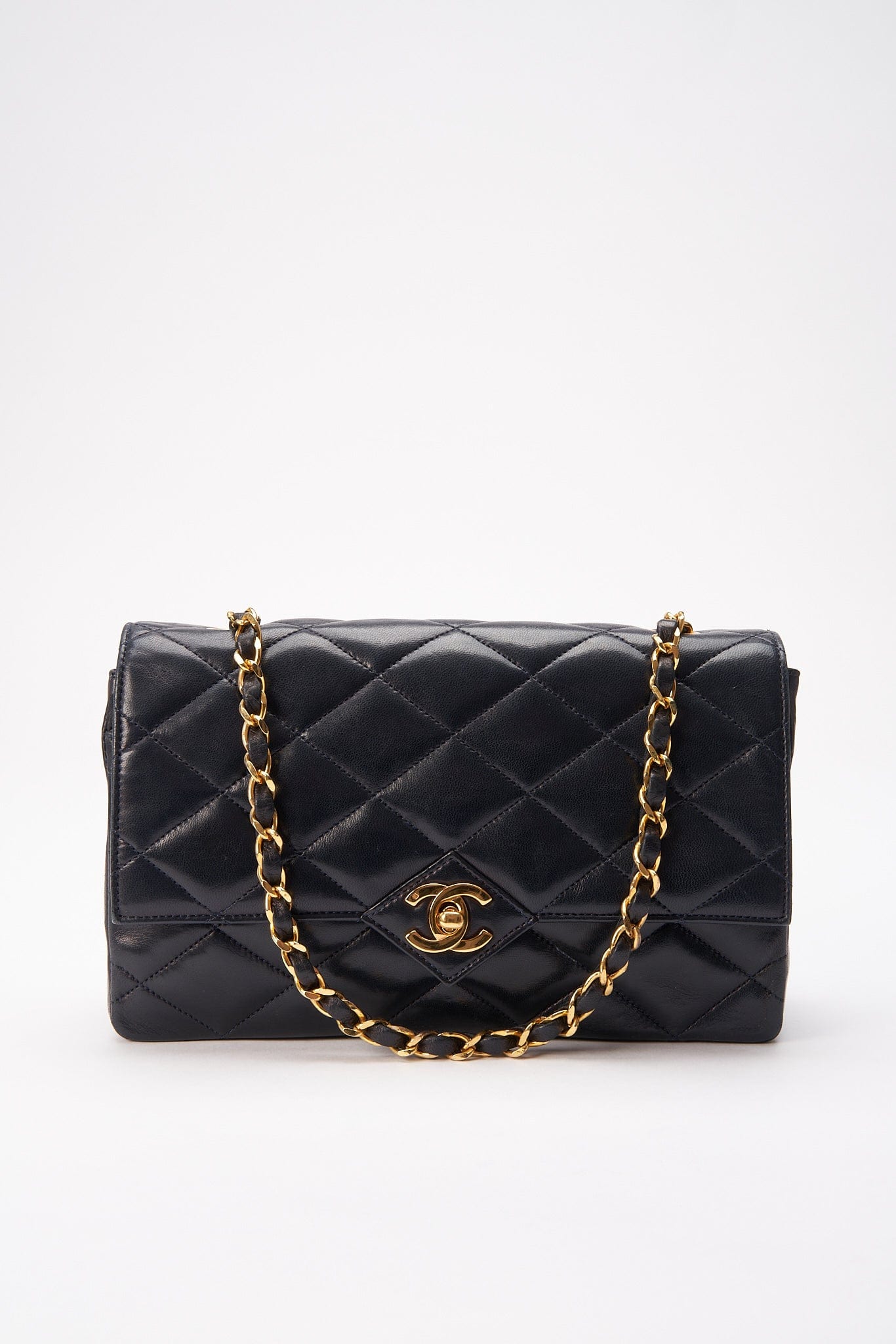 Chanel Single Flap Crossbody with 24K Gold Plated Hardware - Navy