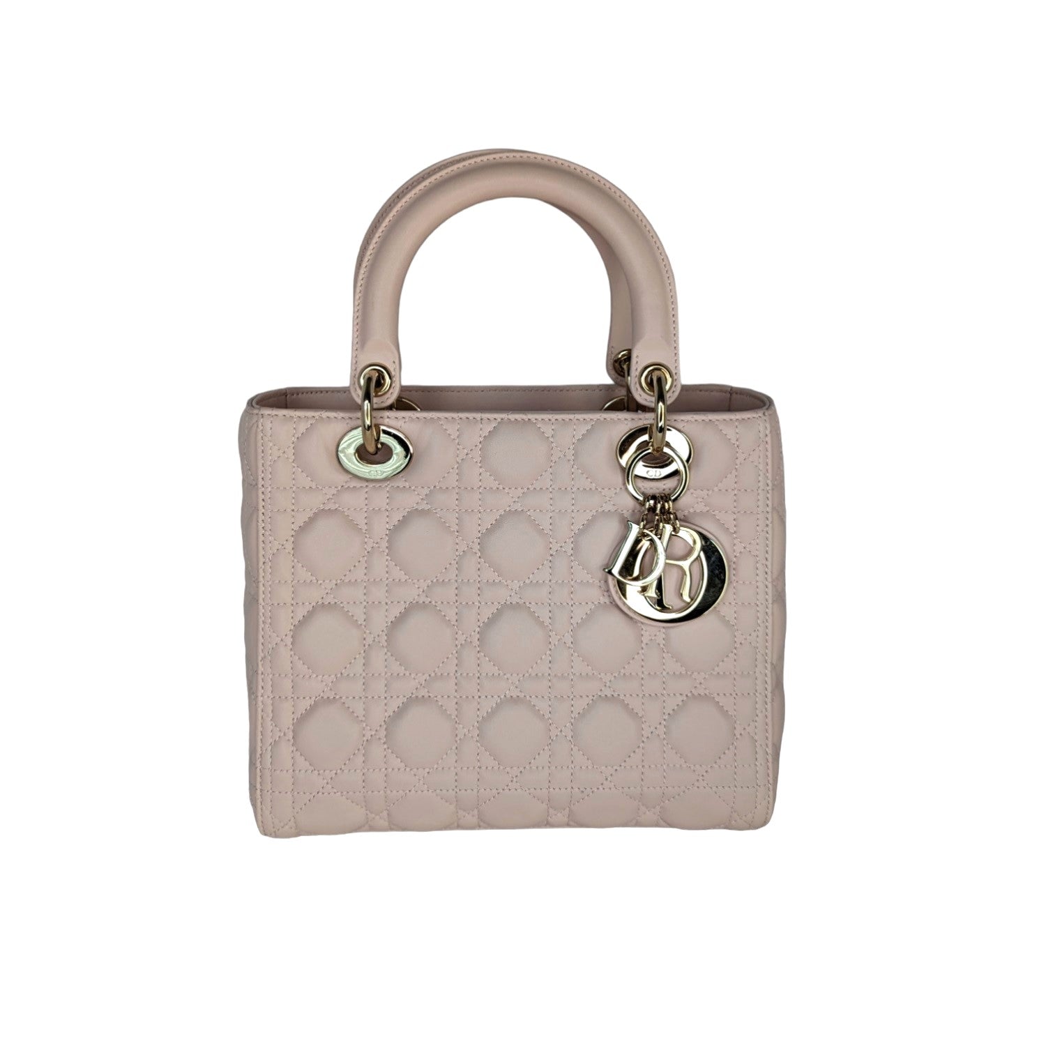 Christian Dior Powder Pink Cannage Lambskin Medium Lady Dior