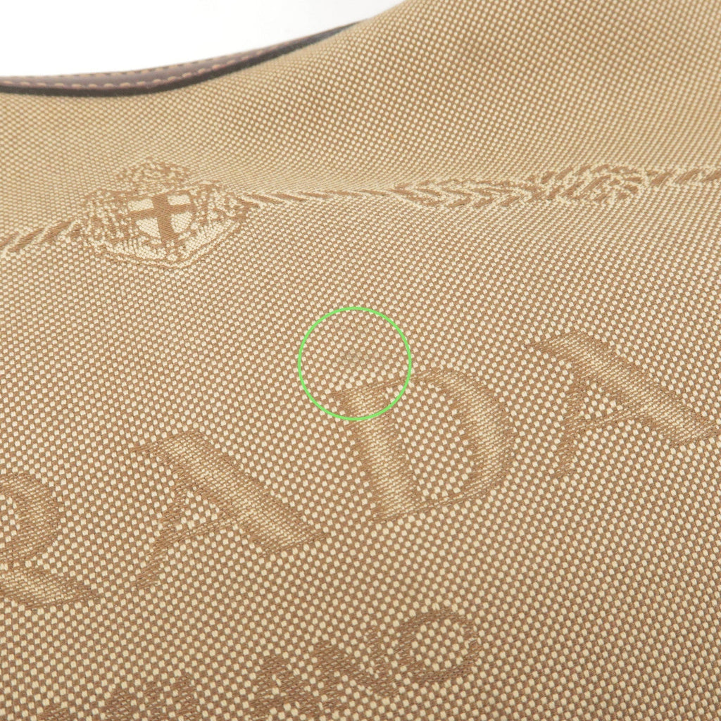 Prada Logo Jacquard Leather Shoulder Bag Beige Brown