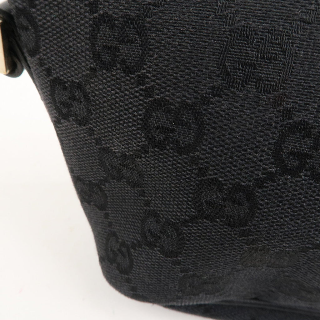 GUCCI Boat Bag GG Monogram Canvas Leather Pouch Black 039.1103