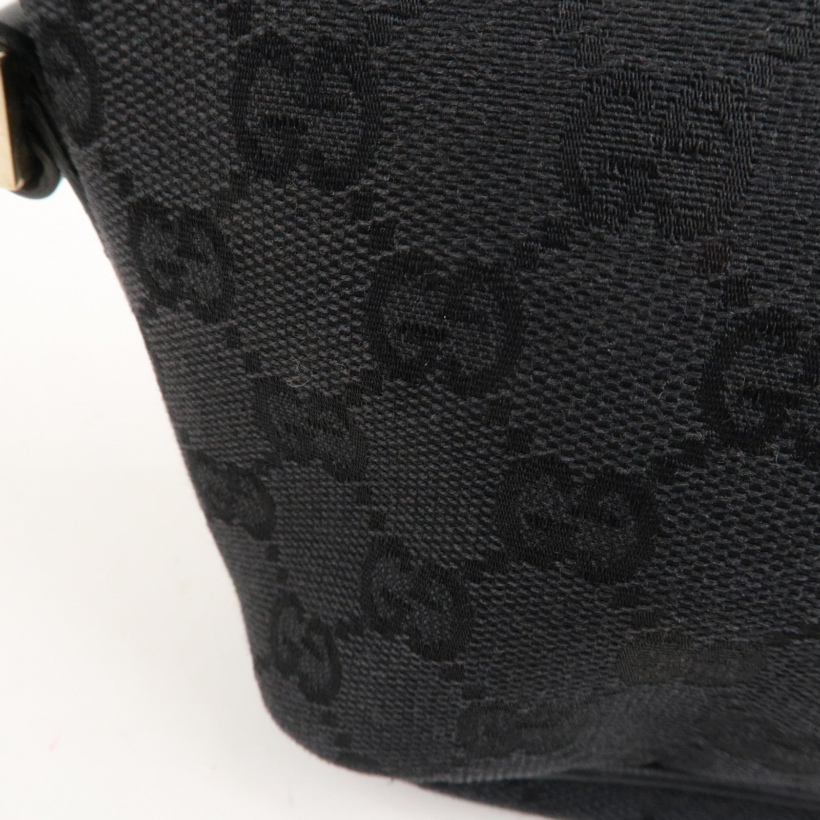 GUCCI Boat Bag GG Monogram Canvas Leather Pouch Black 039.1103