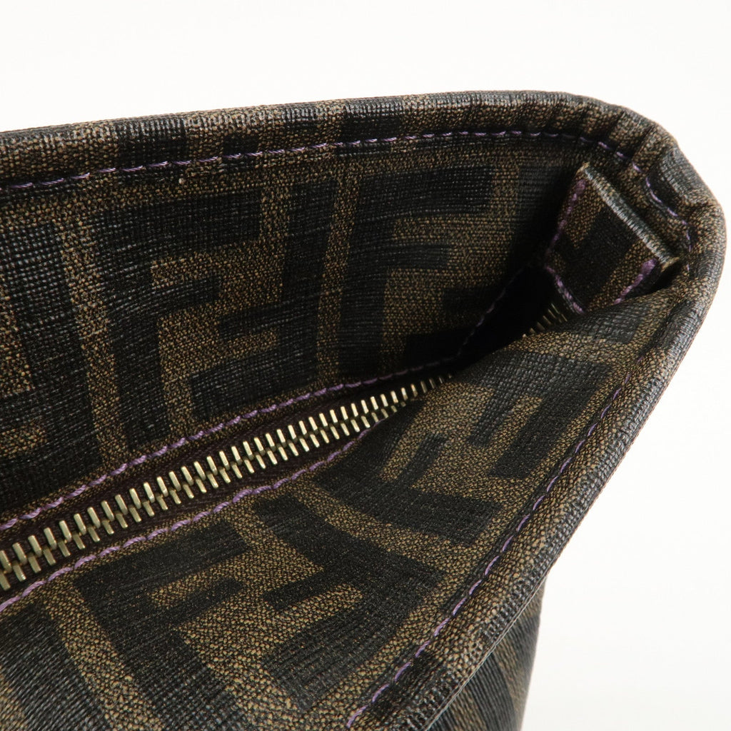 FENDI Zucca Logo Print PVC Tote Bag Brown Black Purple 8BH185
