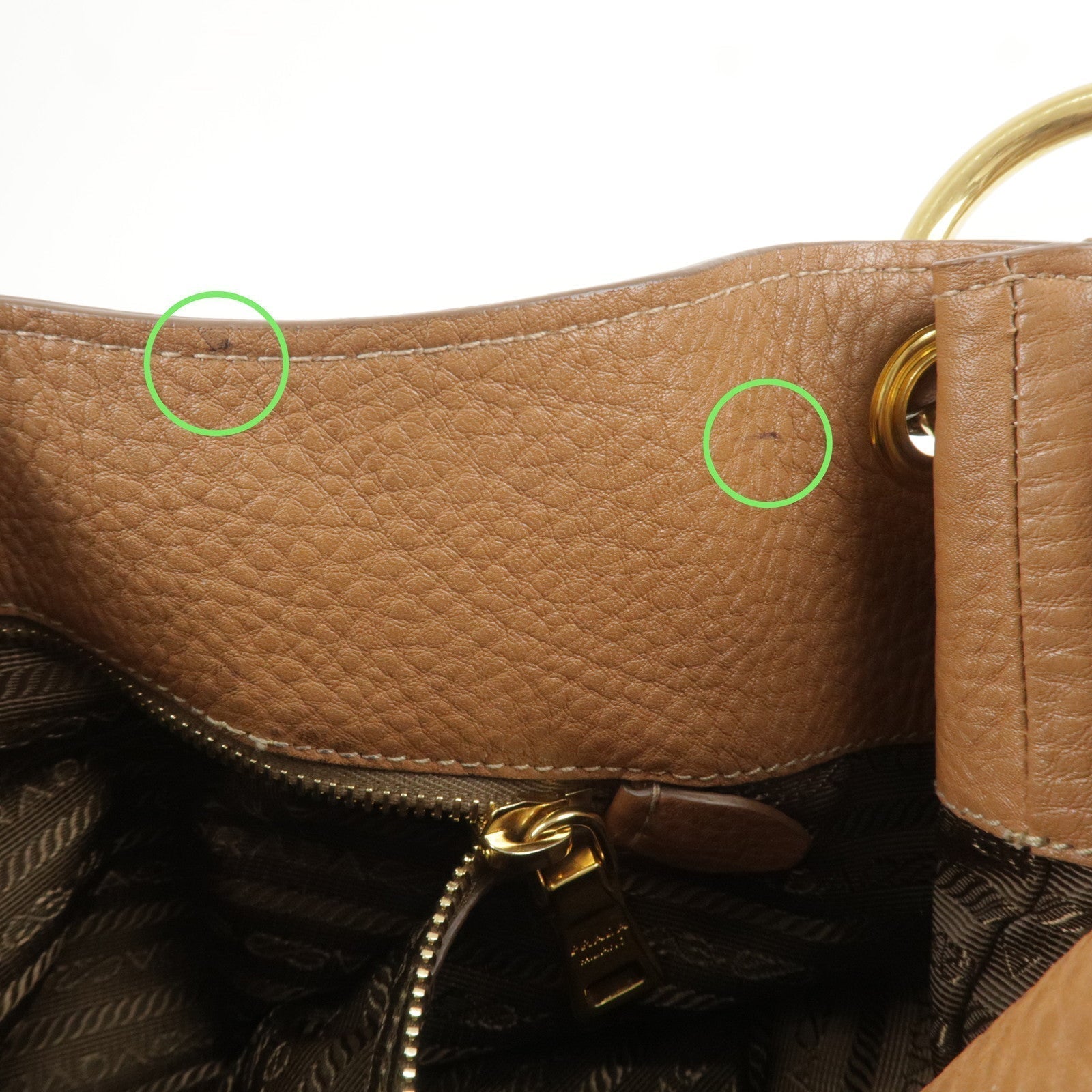 Prada Logo Leather One Shoulder Bag Brown BR4829