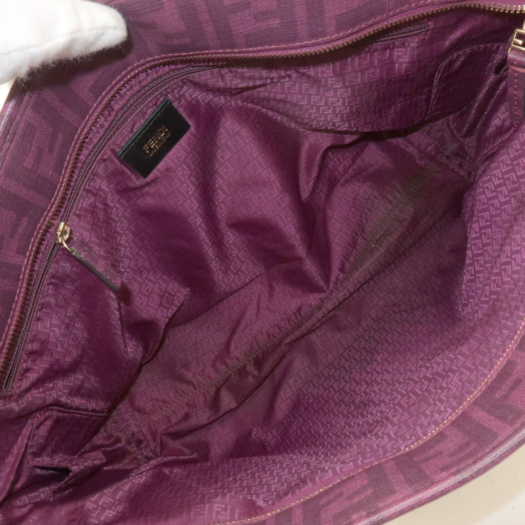 FENDI Zucca Logo Print PVC Leather Tote Bag Purple 8BH198