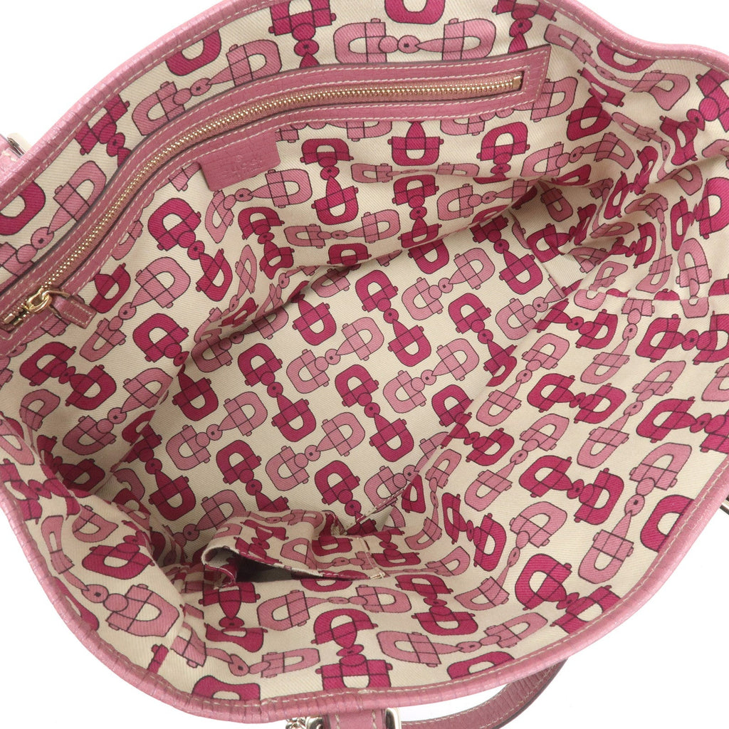 GUCCI Sherry GG Canvas Leather Shoulder Tote Bag Beige Pink 137396