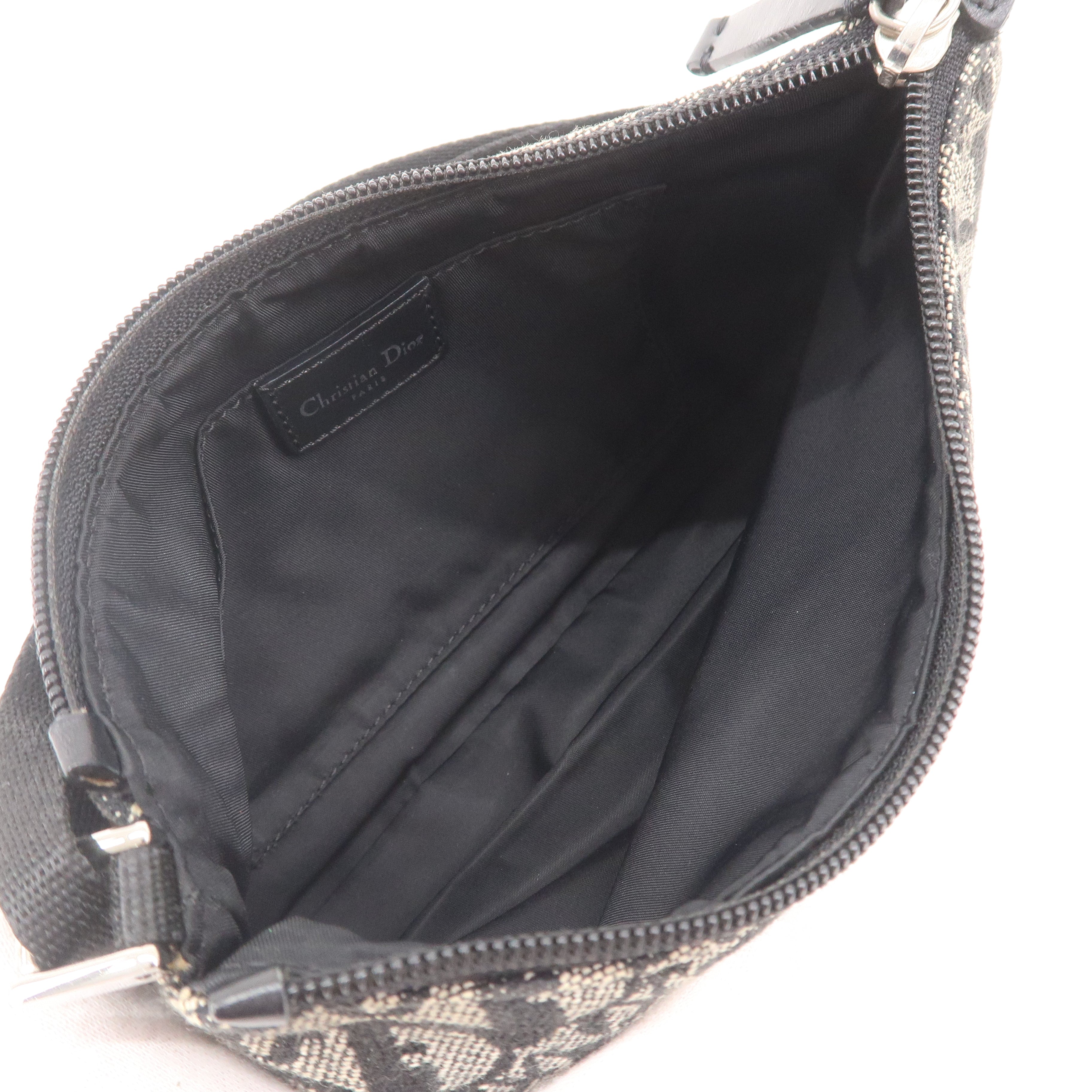 Christian Dior Trotter Canvas Leather Hand Bag Pouch Black