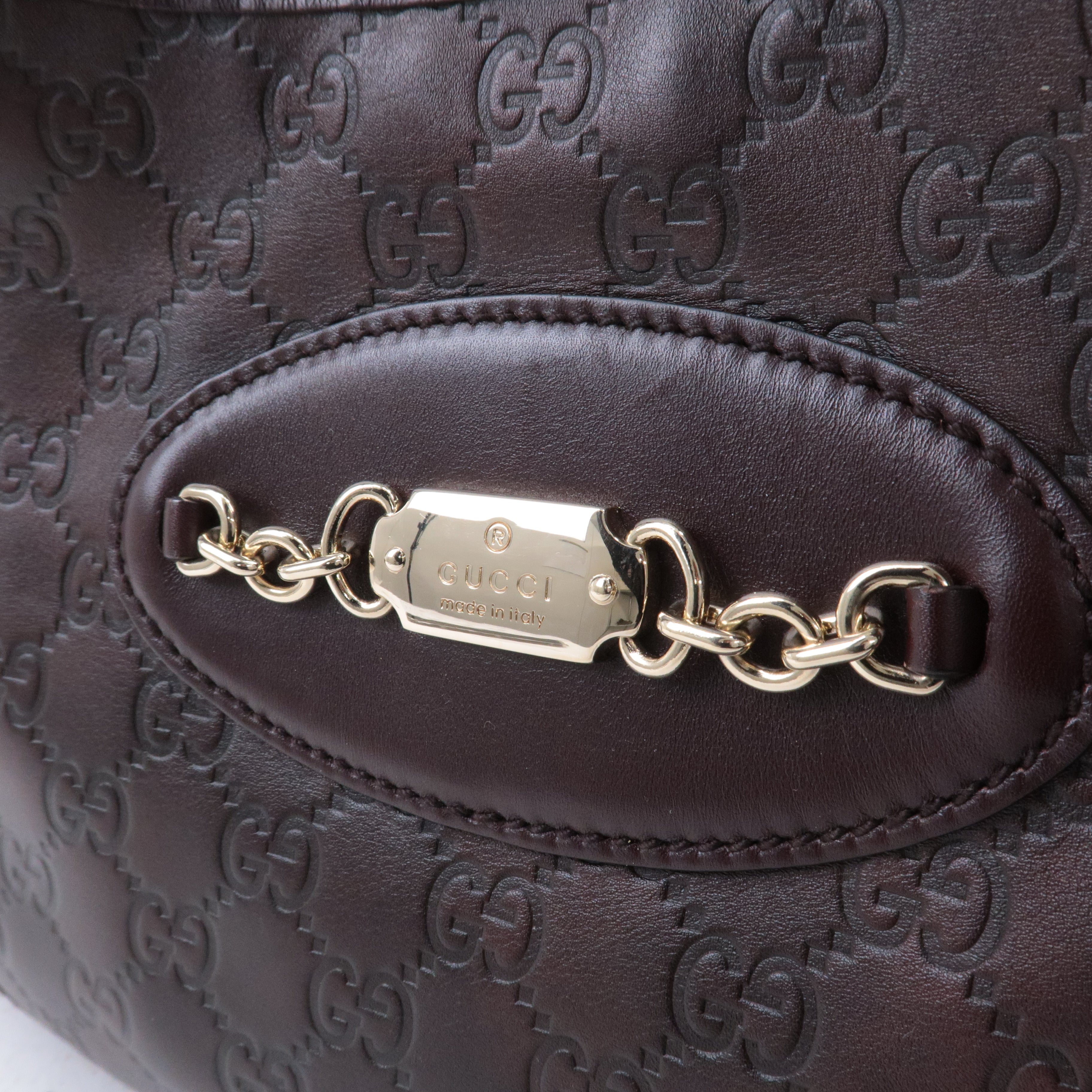 GUCCI Guccissima Leather Shoulder Bag Hand Bag Brown 145778
