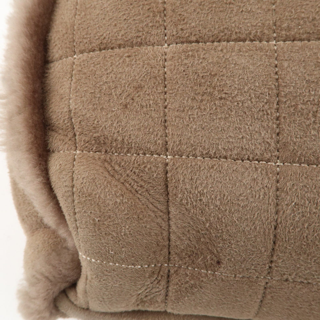 CHANEL Nubuck Fur Leather Shoulder Bag Hand Bag Beige