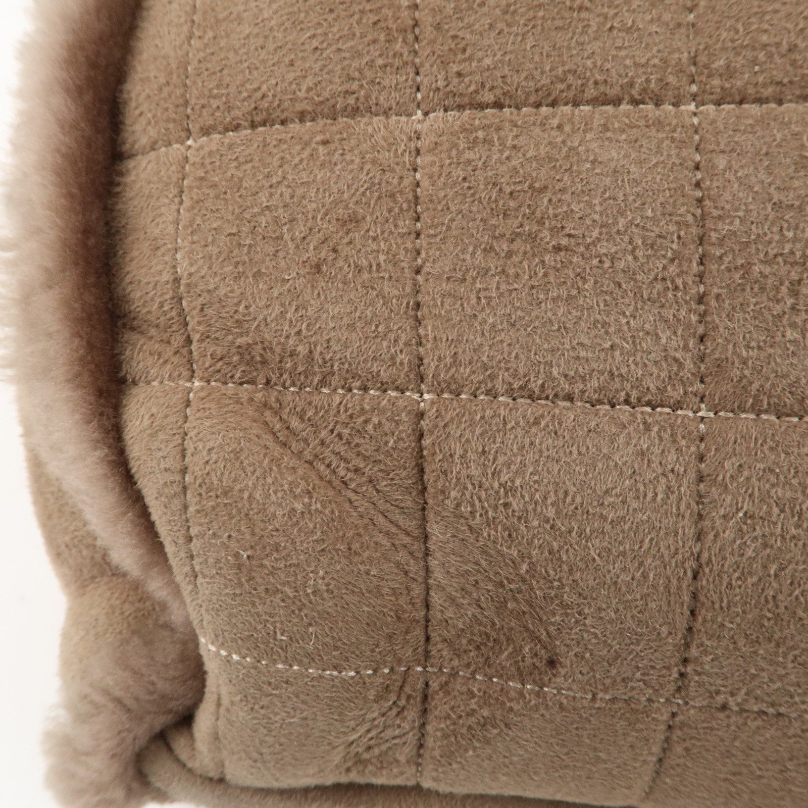 CHANEL Nubuck Fur Leather Shoulder Bag Hand Bag Beige