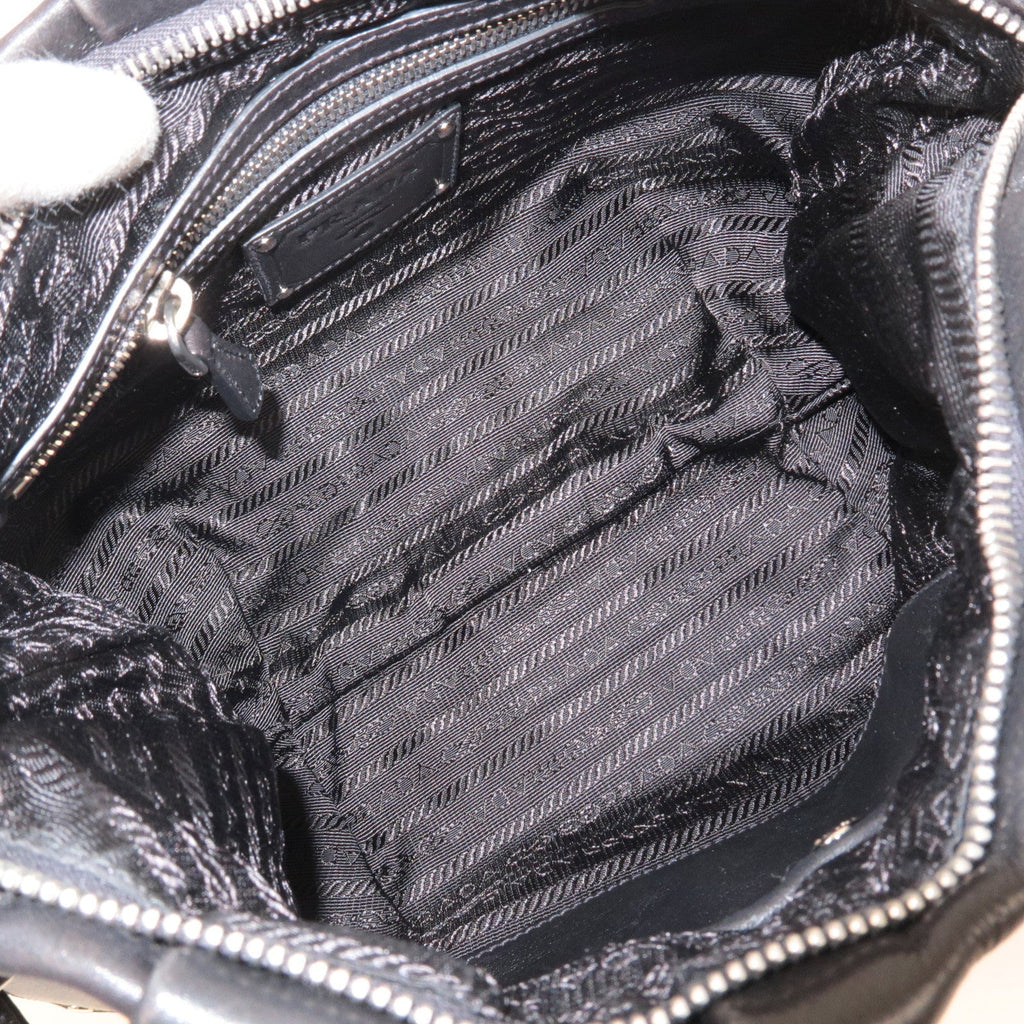 Prada Leather Shoulder Bag Black with Charm