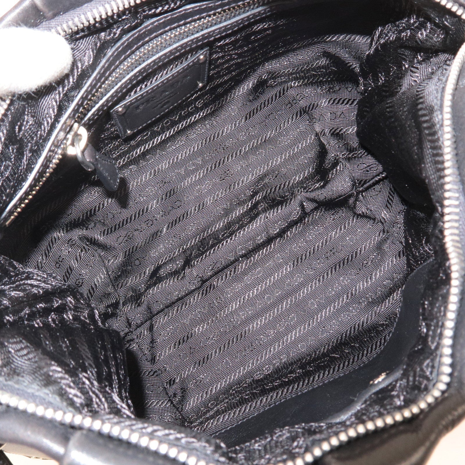 Prada Leather Shoulder Bag Black with Charm