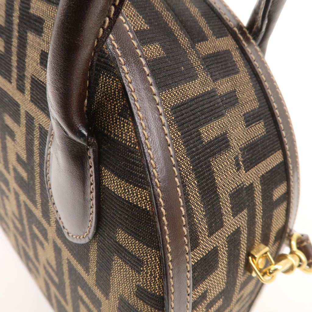 FENDI Zucca Canvas Leather 2WAY Handbag Shoulder Bag