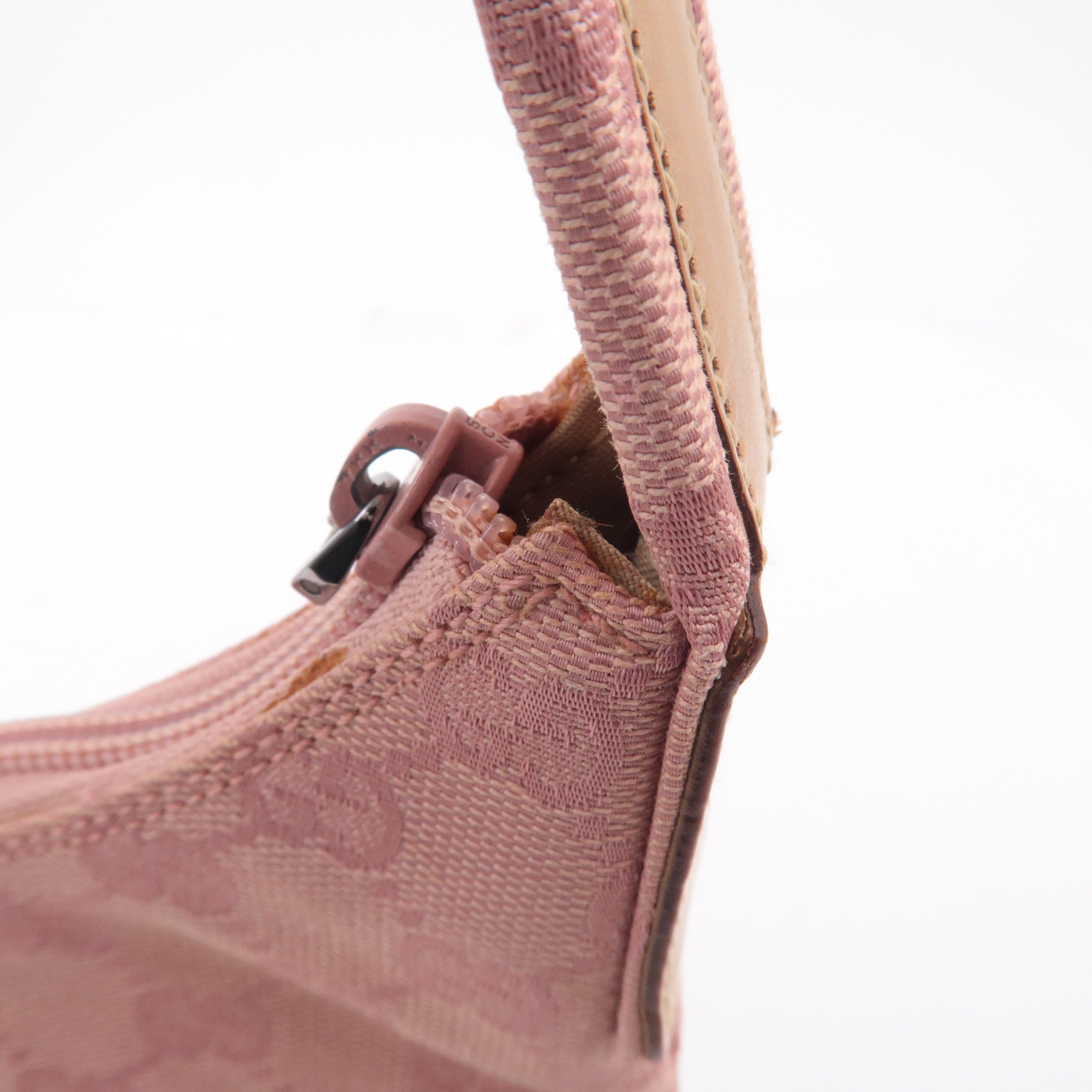 GUCCI GG Canvas Leather Shoulder Bag Hand Bag Pink 001・3386