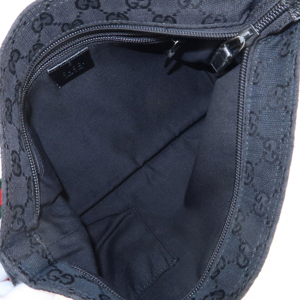 GUCCI Sherry GG Canvas Leather Shoulder Bag Black 189749