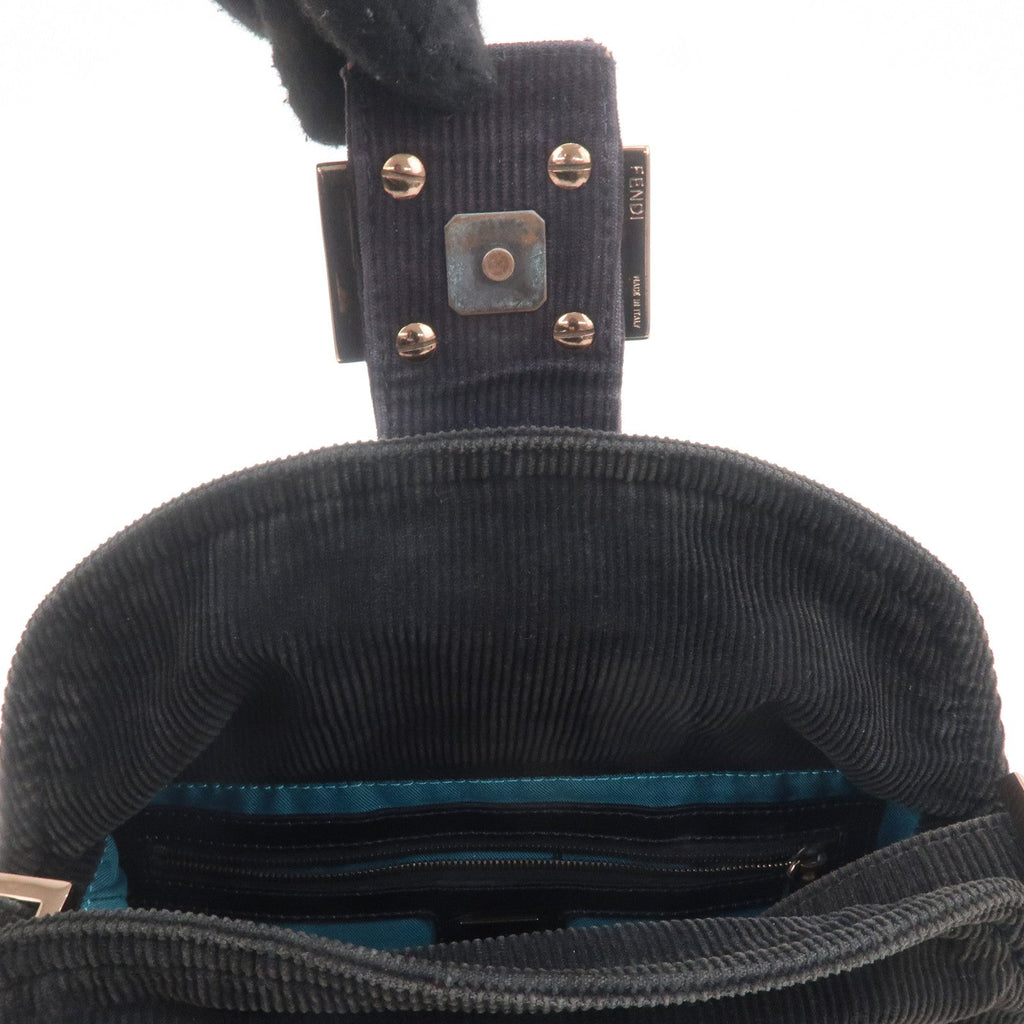 FENDI Corduroy Shoulder Bag Hand Bag Black