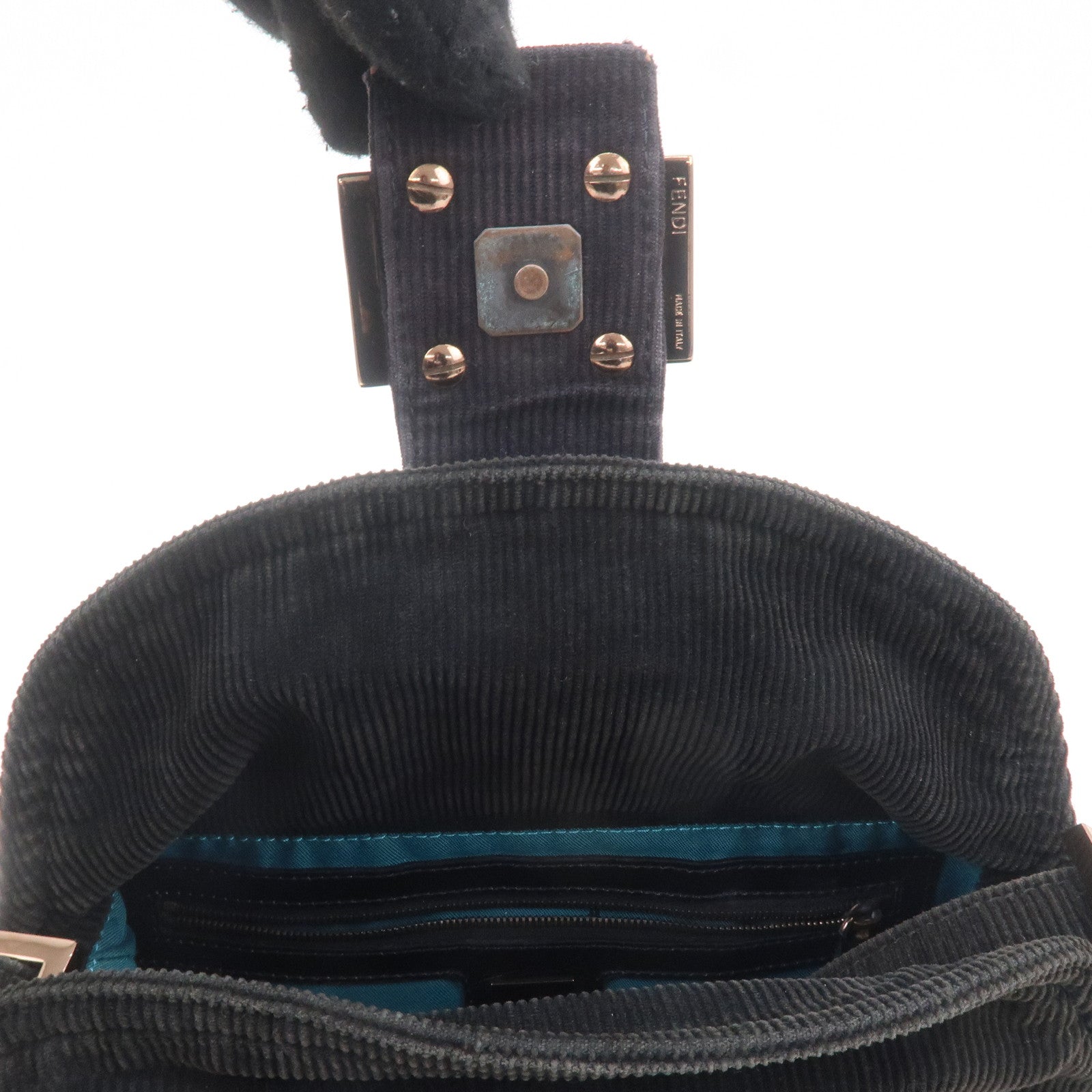 FENDI Corduroy Shoulder Bag Hand Bag Black