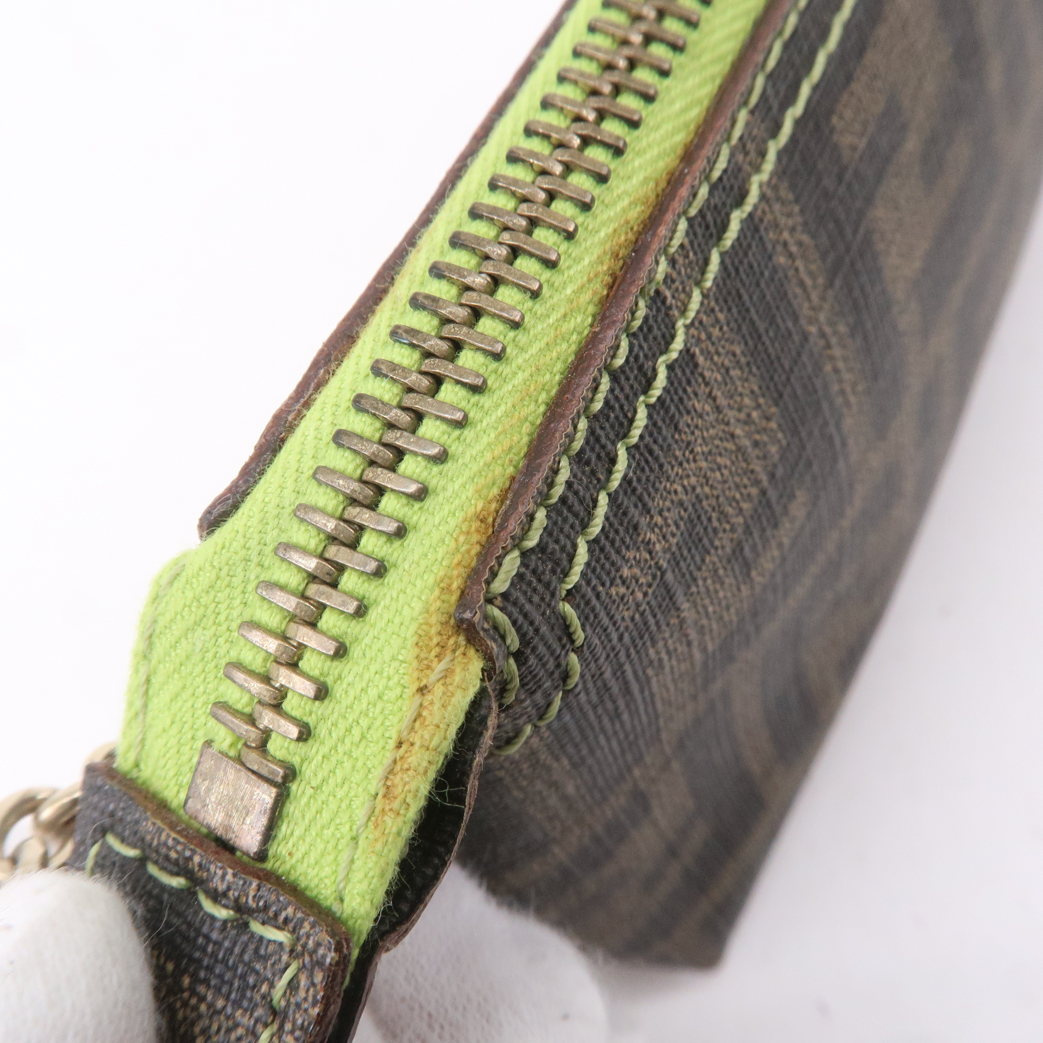 FENDI Zucca Print PVC Accessory Pouch Bag Khaki Green 8BR592
