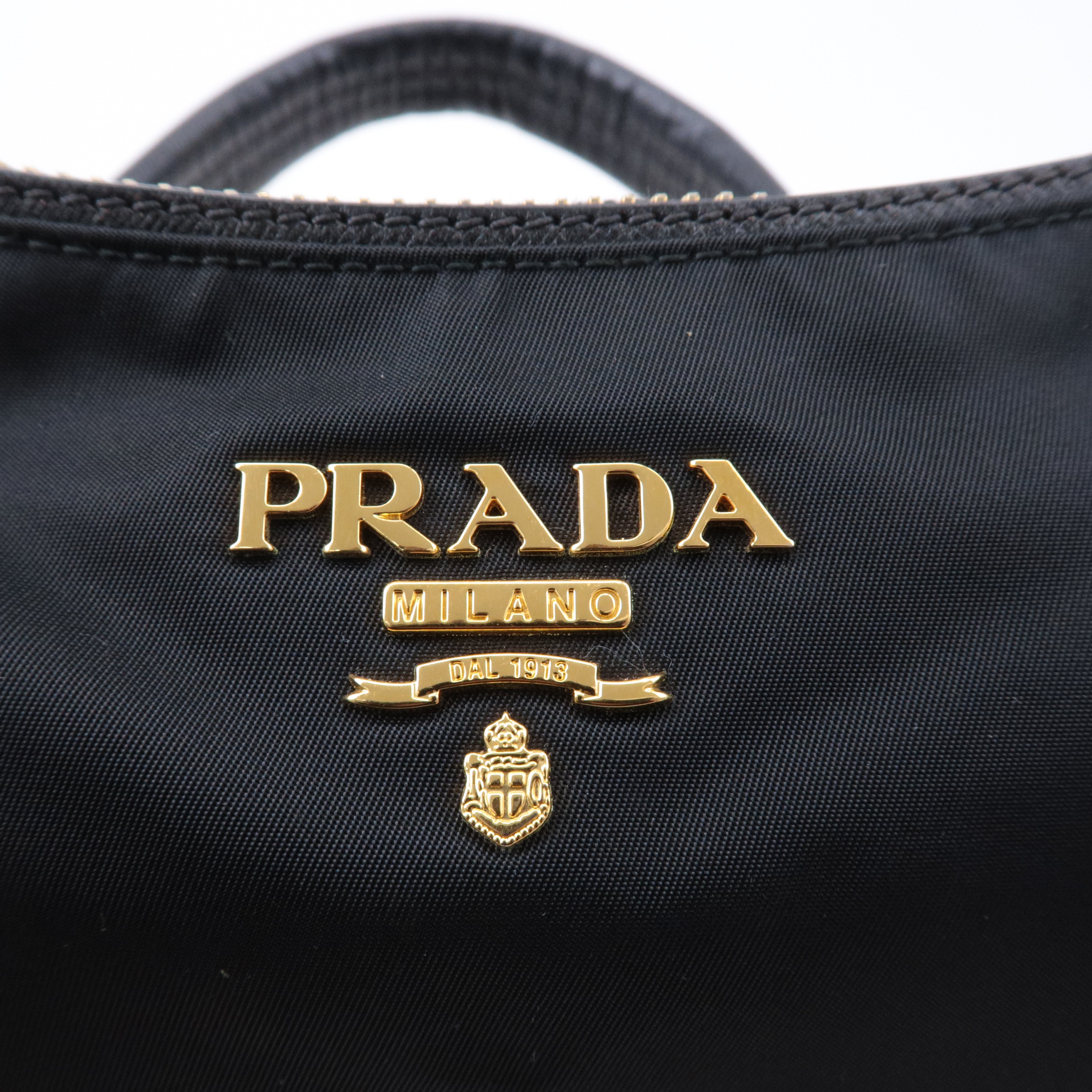 Prada Nylon Leather Hand Bag Shoulder Bag Black BR4987