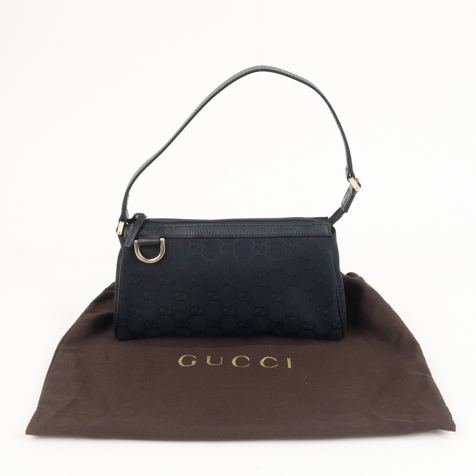 GUCCI GG Supreme Leather Shoulder Bag Black 162904