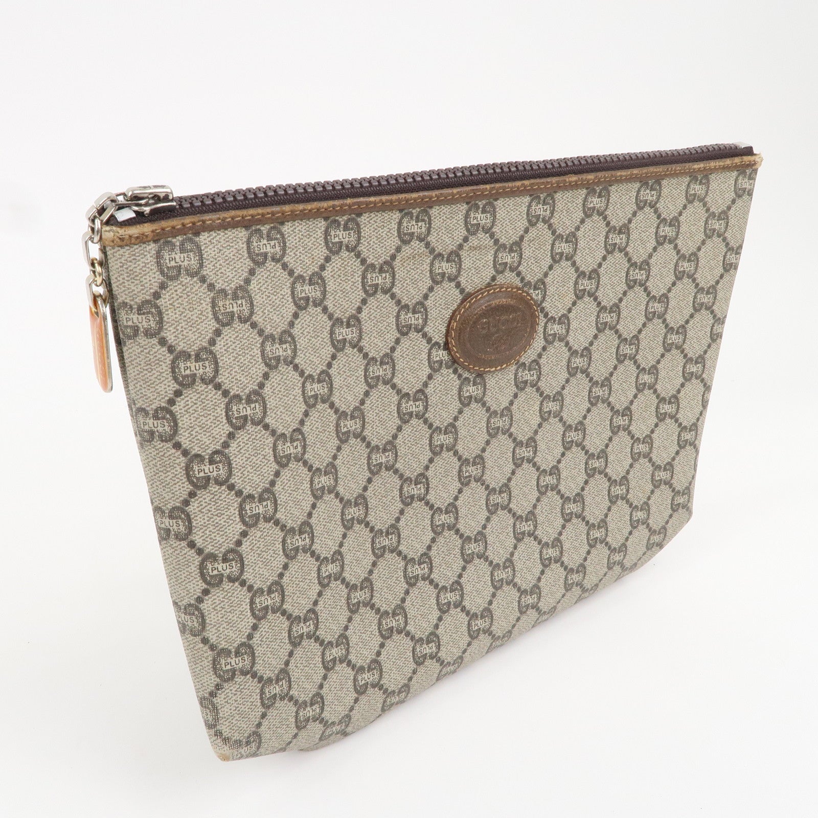 GUCCI Set of 3 Old Gucci Leather Second Bag Pouch Beige Brown