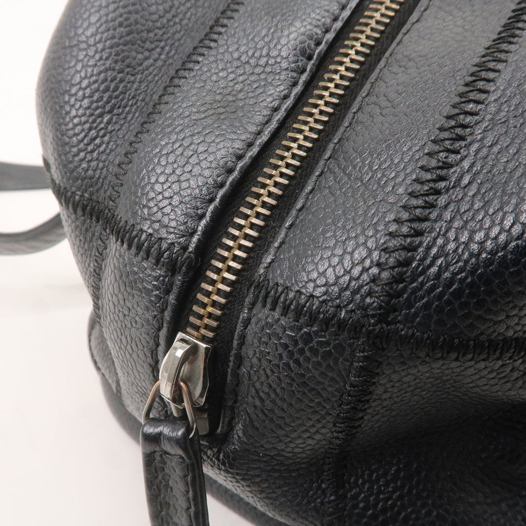 CHANEL Chocolate Bar Caviar Skin Boston Bag Black A26135