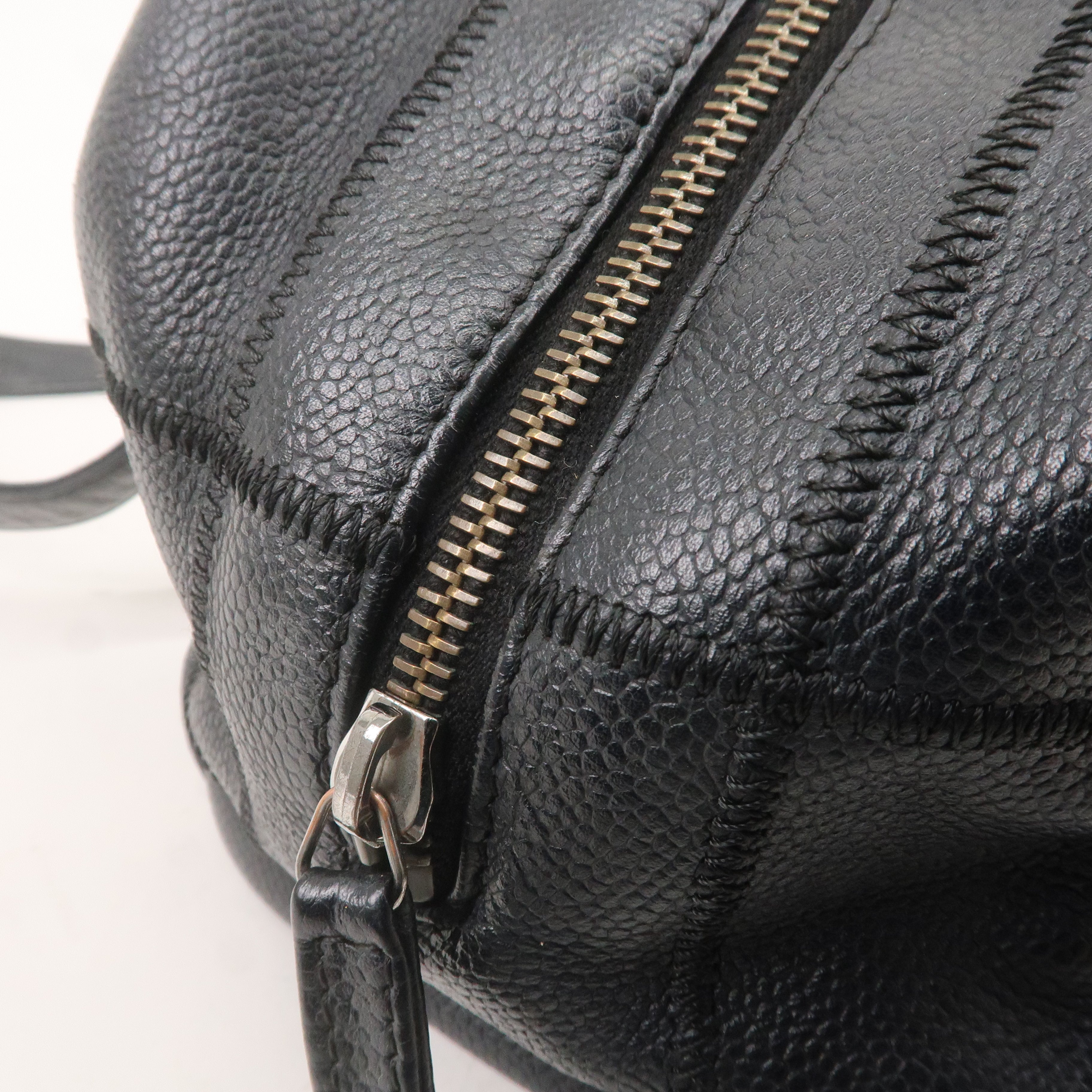 CHANEL Chocolate Bar Caviar Skin Boston Bag Black A26135