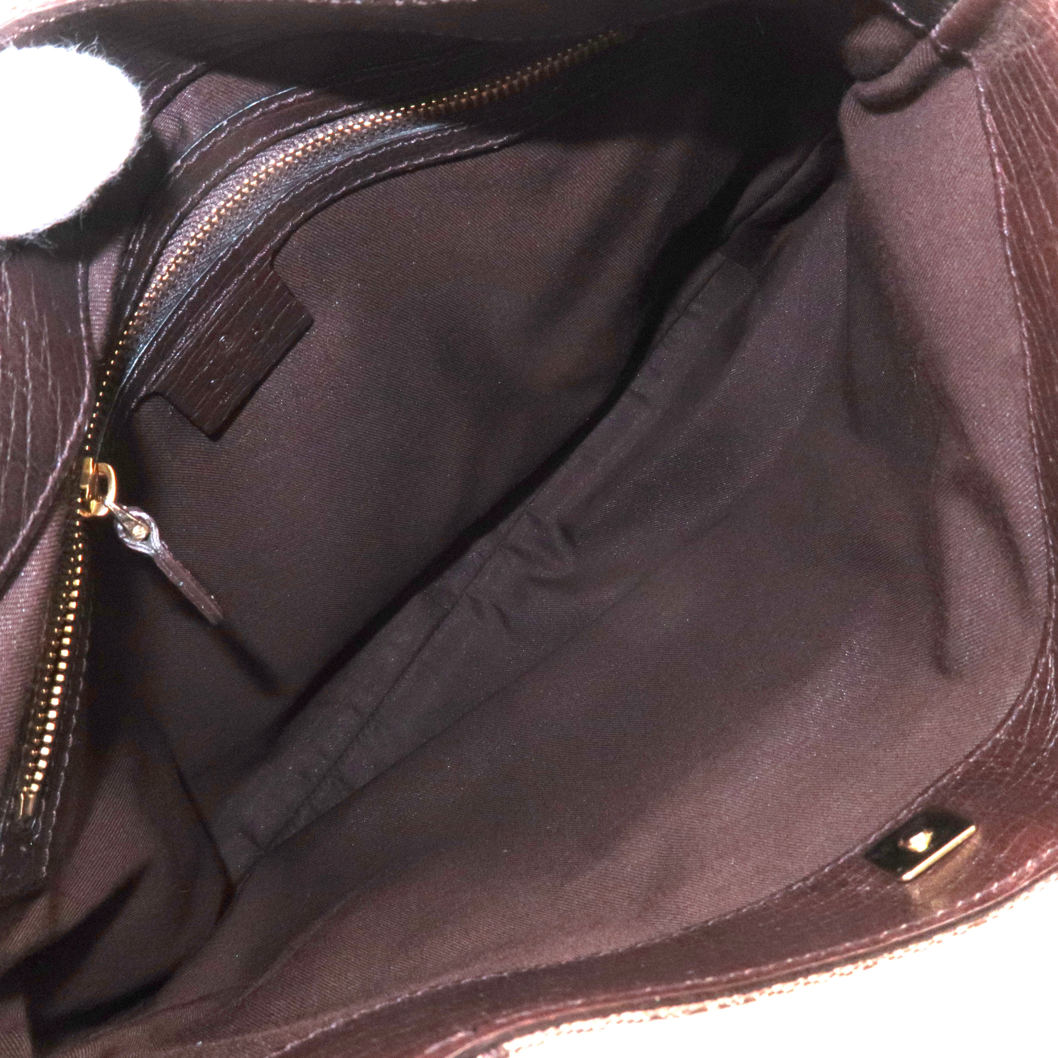 GUCCI Horsebit Sherry GG Canvas Leather Shoulder Bag Brown 137388