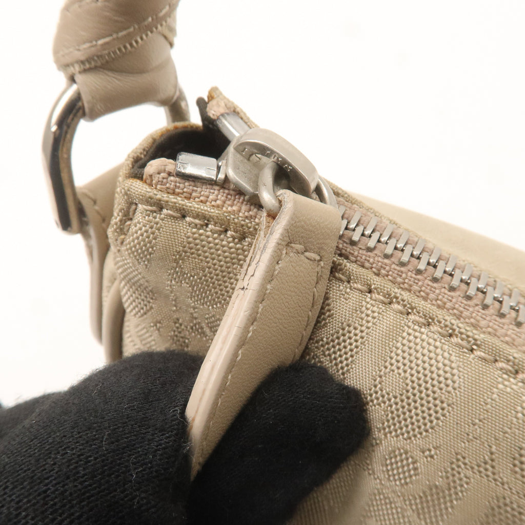 Christian Dior Trotter Nylon Leather Shoulder Bag Beige