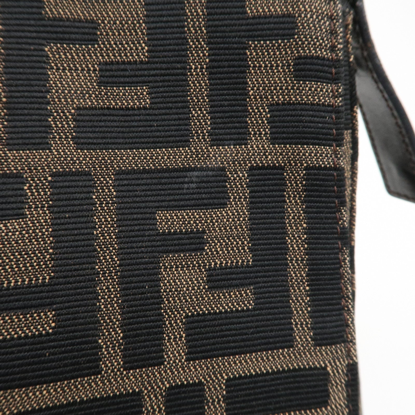 FENDI Mamma Baguette Zucca Canvas Leather Shoulder Bag 26325