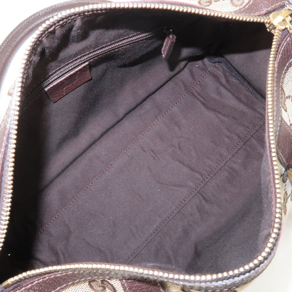 GUCCI Abbey GG Canvas Leather Boston Bag Beige Brown 130942