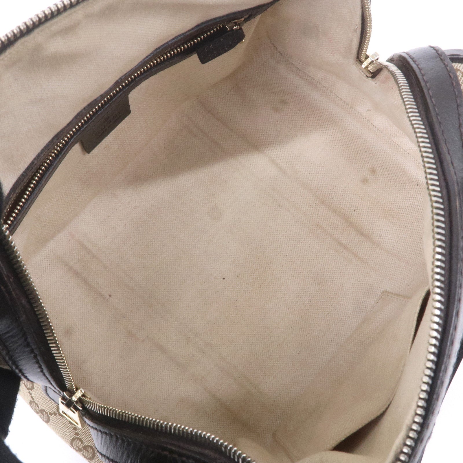 GUCCI Sherry GG Canvas Leather Boston Bag Beige Brown 269876