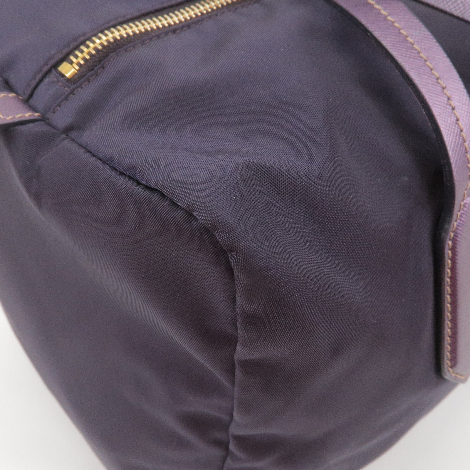 Prada Nylon Leather Boston Bag Shoulder Bag Purple BL0567