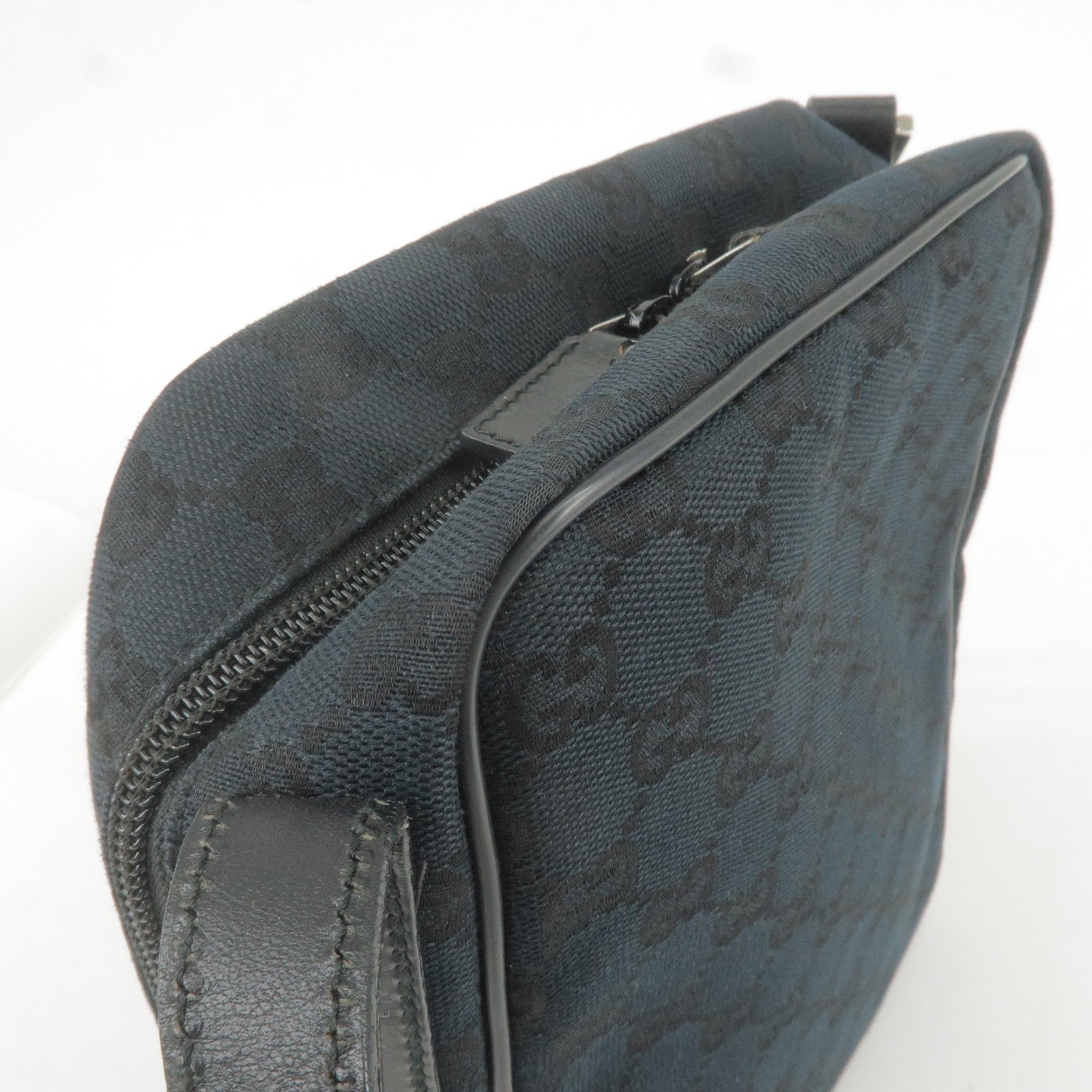 GUCCI GG Canvas Leather Shoulder Bag Hand Bag Black 018 1612