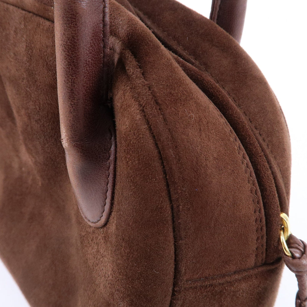 Christian Dior Cannage Suede Leather Hand Bag Brown
