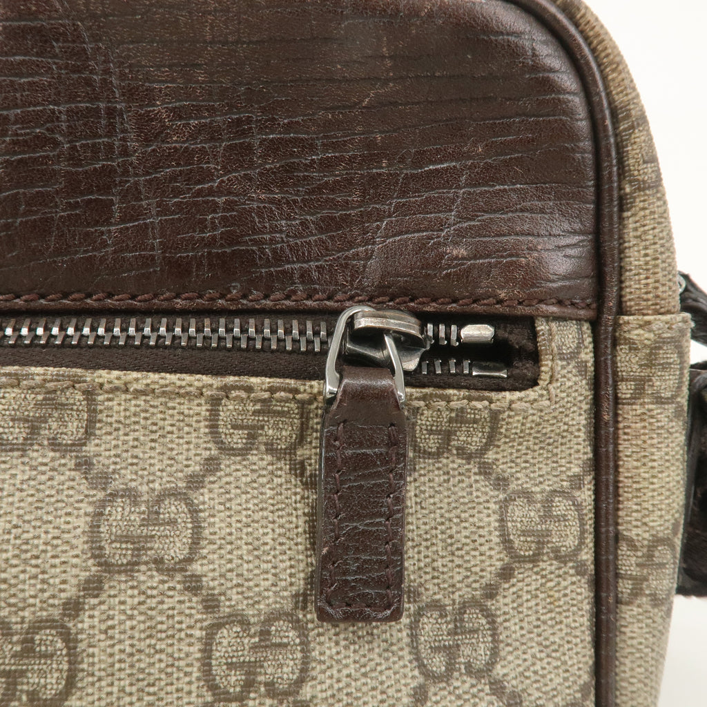 GUCCI GG Supreme Leather Shoulder Bag Beige Brown 114291