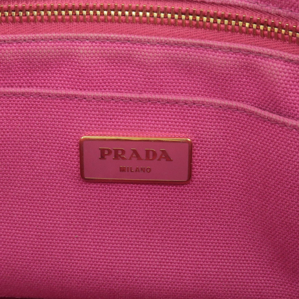 Prada Logo Canapa Mini Canvas Hand Bag Tote Bag Pink
