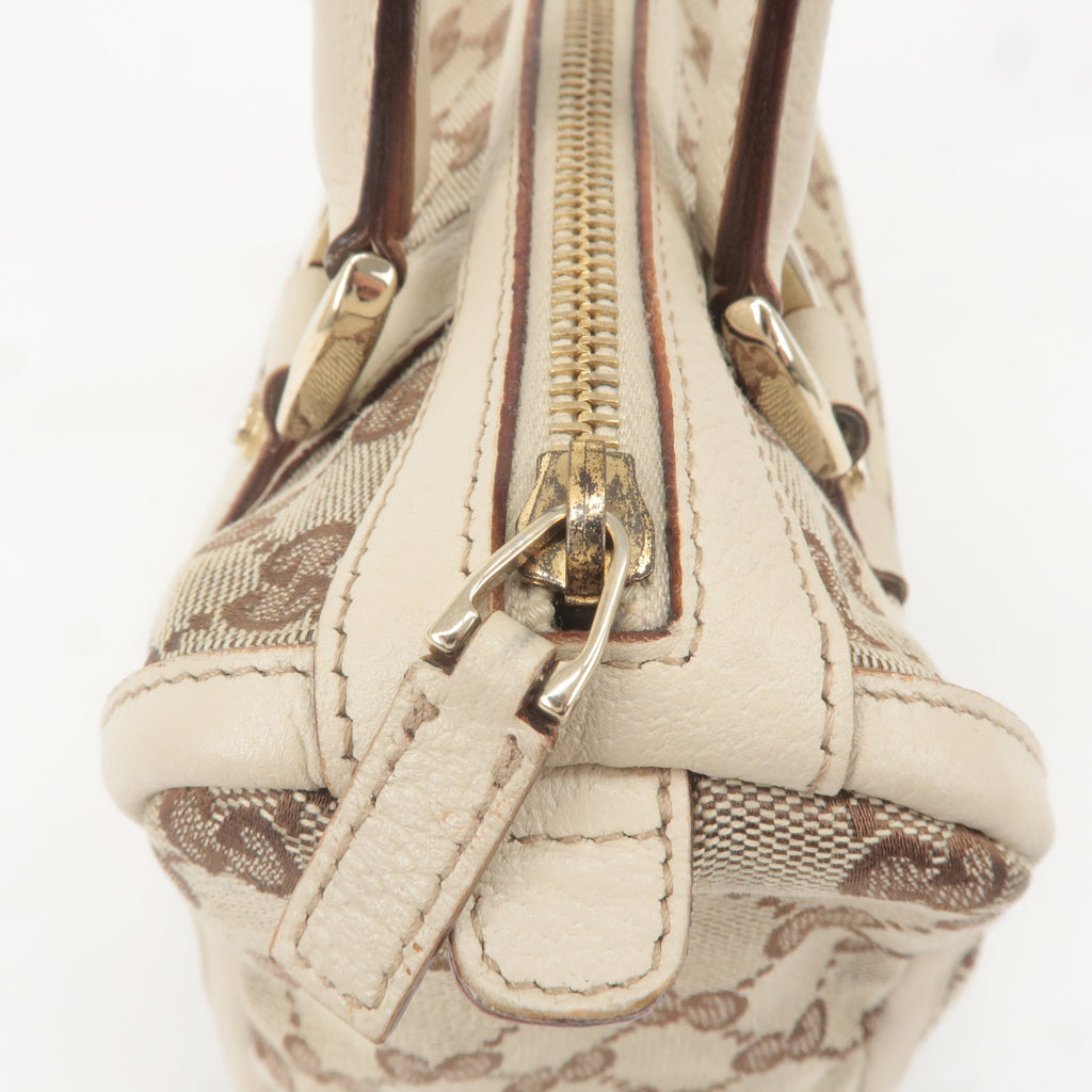 GUCCI Abbey GG Canvas Leather Boston Hand Bag Beige Ivory 130942
