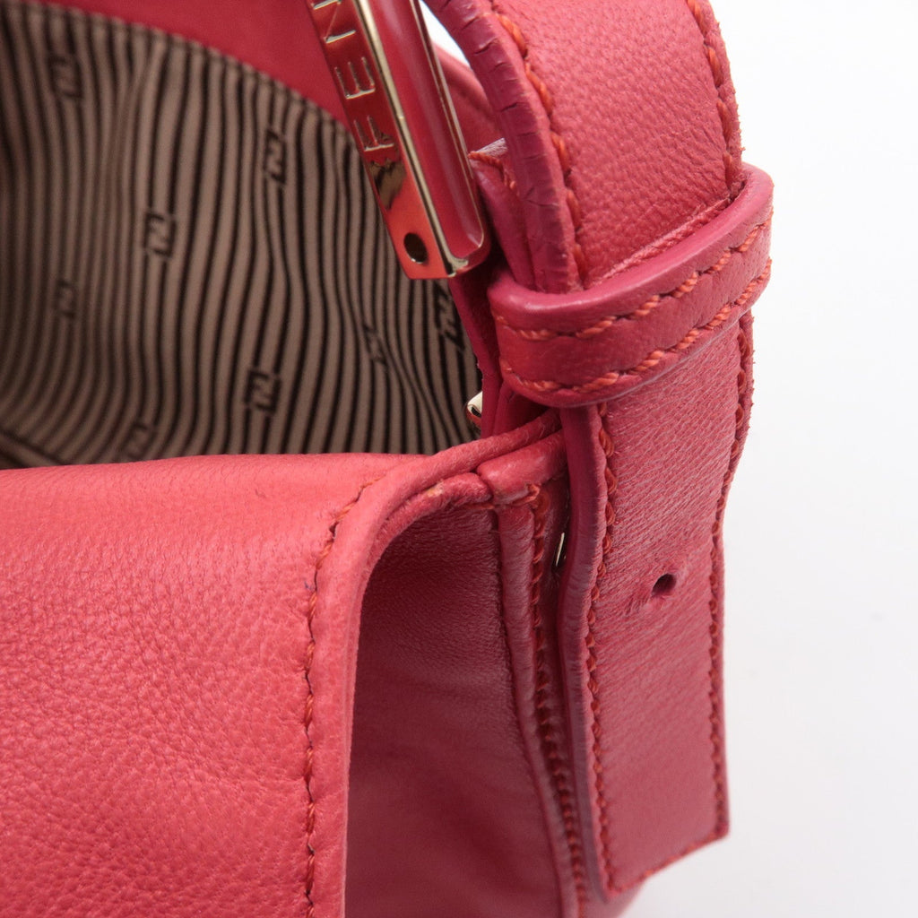 FENDI Mamma Baguette Leather Hand Bag Shoulder Bag Pink 8BR600